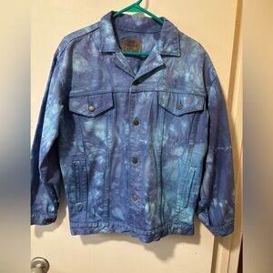 Vintage GAP Denim Trucker Jean Jacket Tie Dye Purple Blue Upcycled Size M L